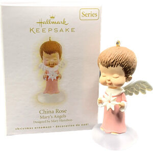 Hallmark Mary's Angels CHINA ROSE Keepsake Ornament 2009 Series #22 Pink Star